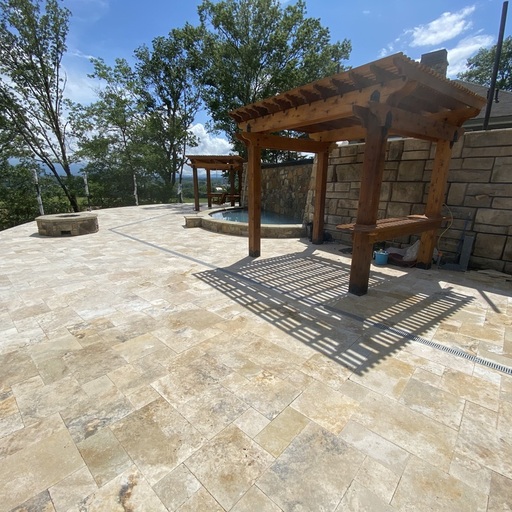 Custom paver patio with firepit, Knoxville, Tennessee backyard